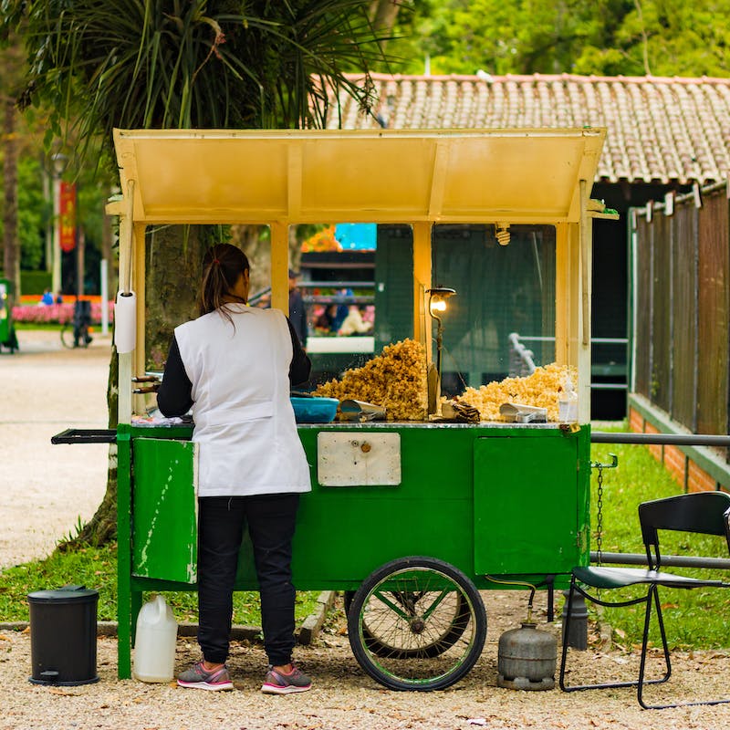 kraam, straatverkoop, vaste standplaats, verkoop, wagen